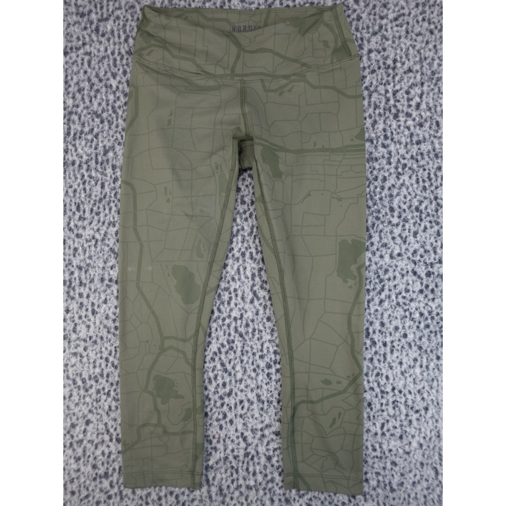 NOBULL Leggings Womens Small Green Excellent Cropped Map Print High Rise